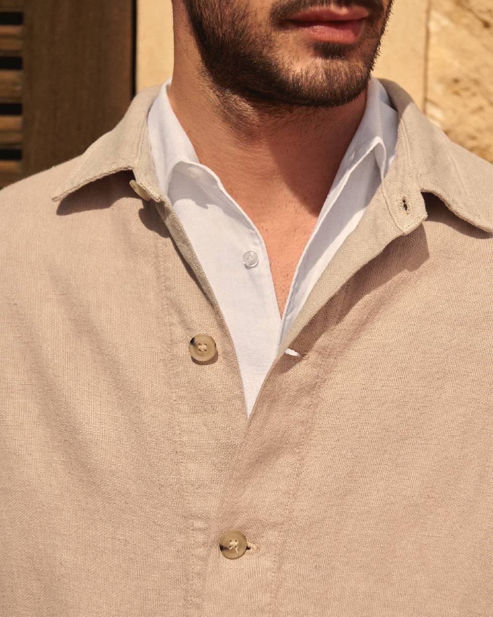 Manebí Linen Sahara Over Jacket - Kaki Beige