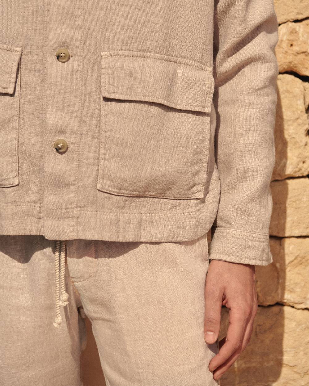 Manebí Linen Sahara Over Jacket - Kaki Beige