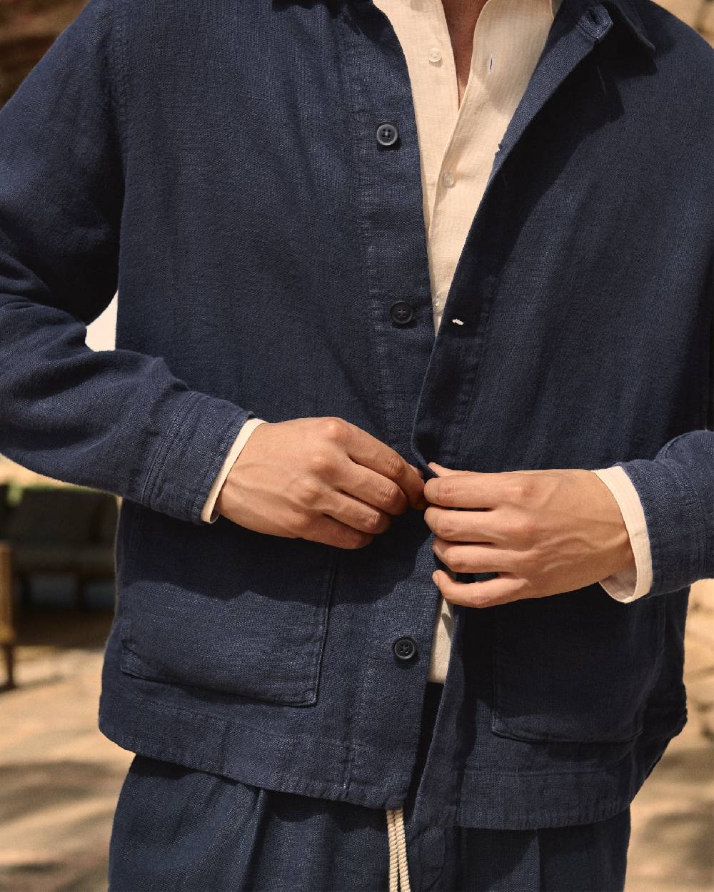 Manebí Linen Sahara Over Jacket - Night Blue