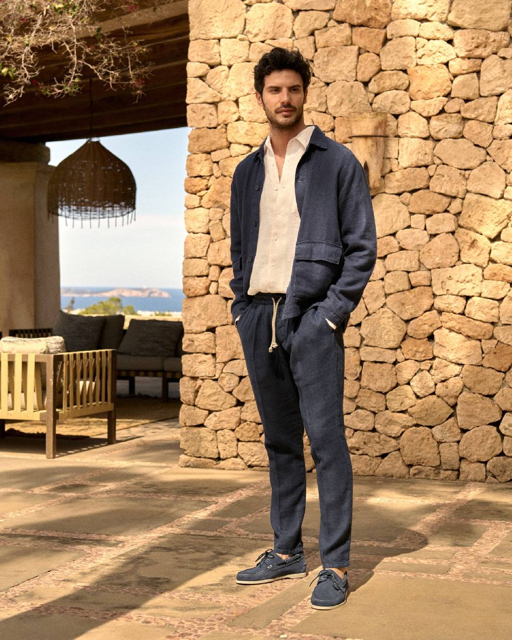 Manebí Linen Sahara Over Jacket - Night Blue