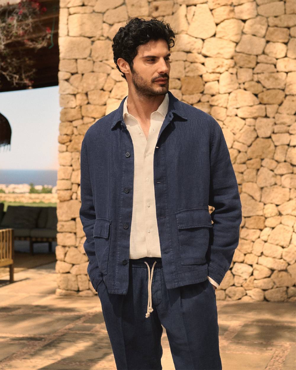 Manebí Linen Sahara Over Jacket - Night Blue