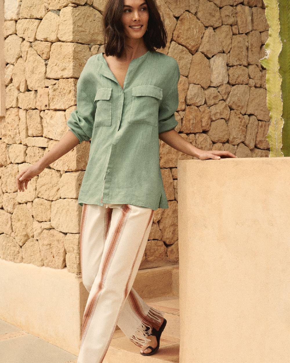 Manebí Linen Valparaiso Shirt - Mineral Green