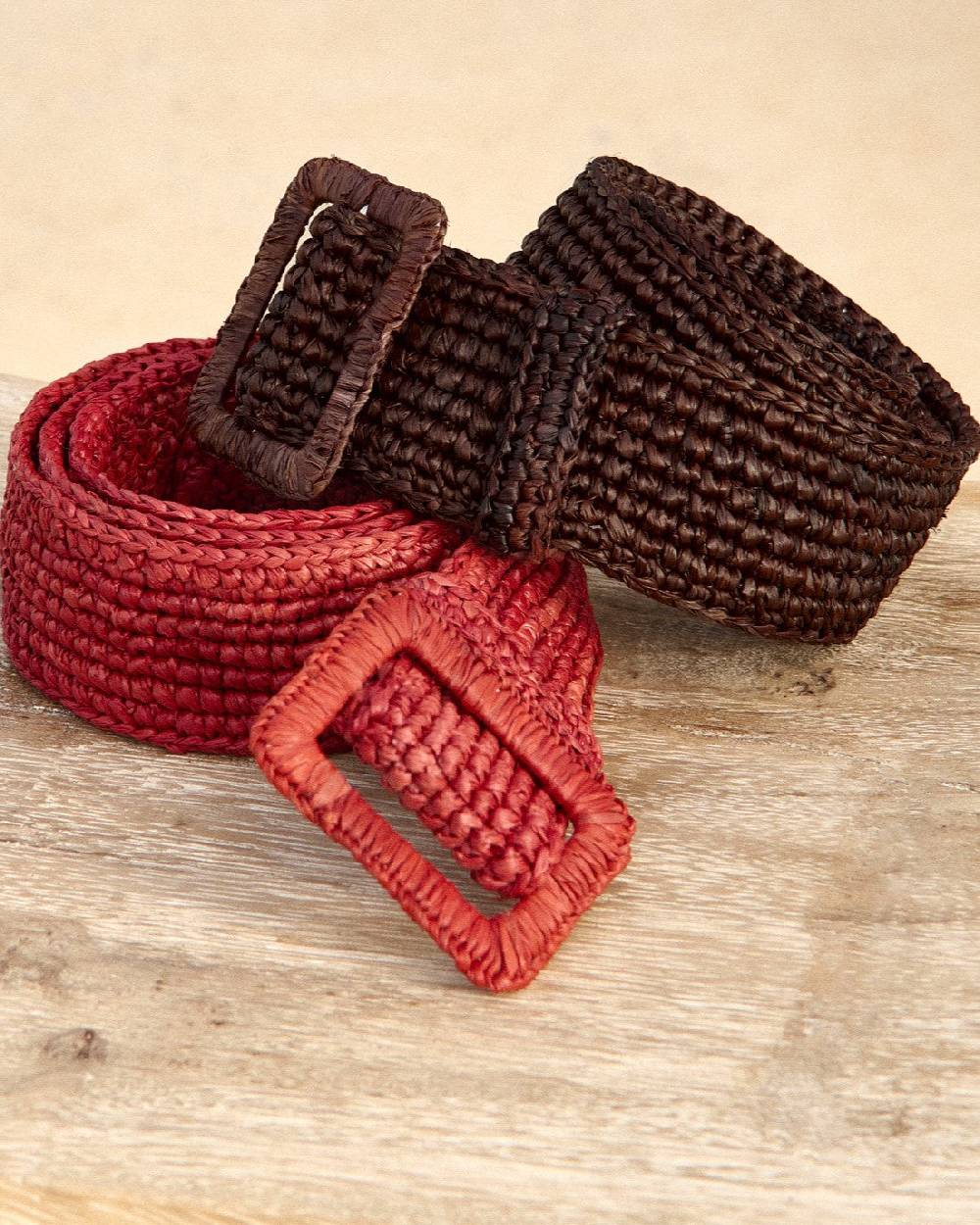 Manebí Natural Raffia Belt - Chocolate
