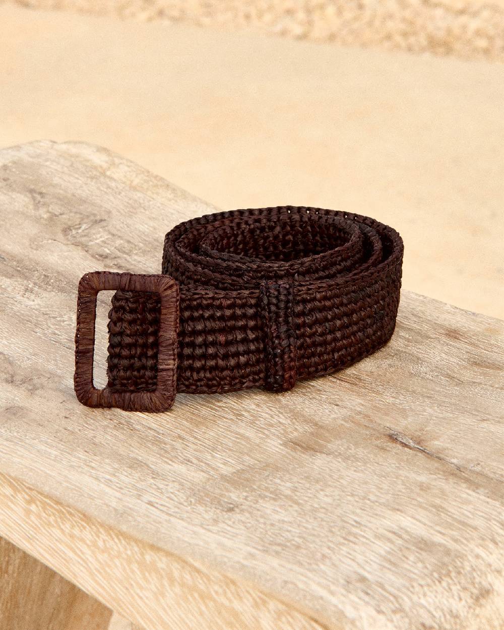 Manebí Natural Raffia Belt - Chocolate