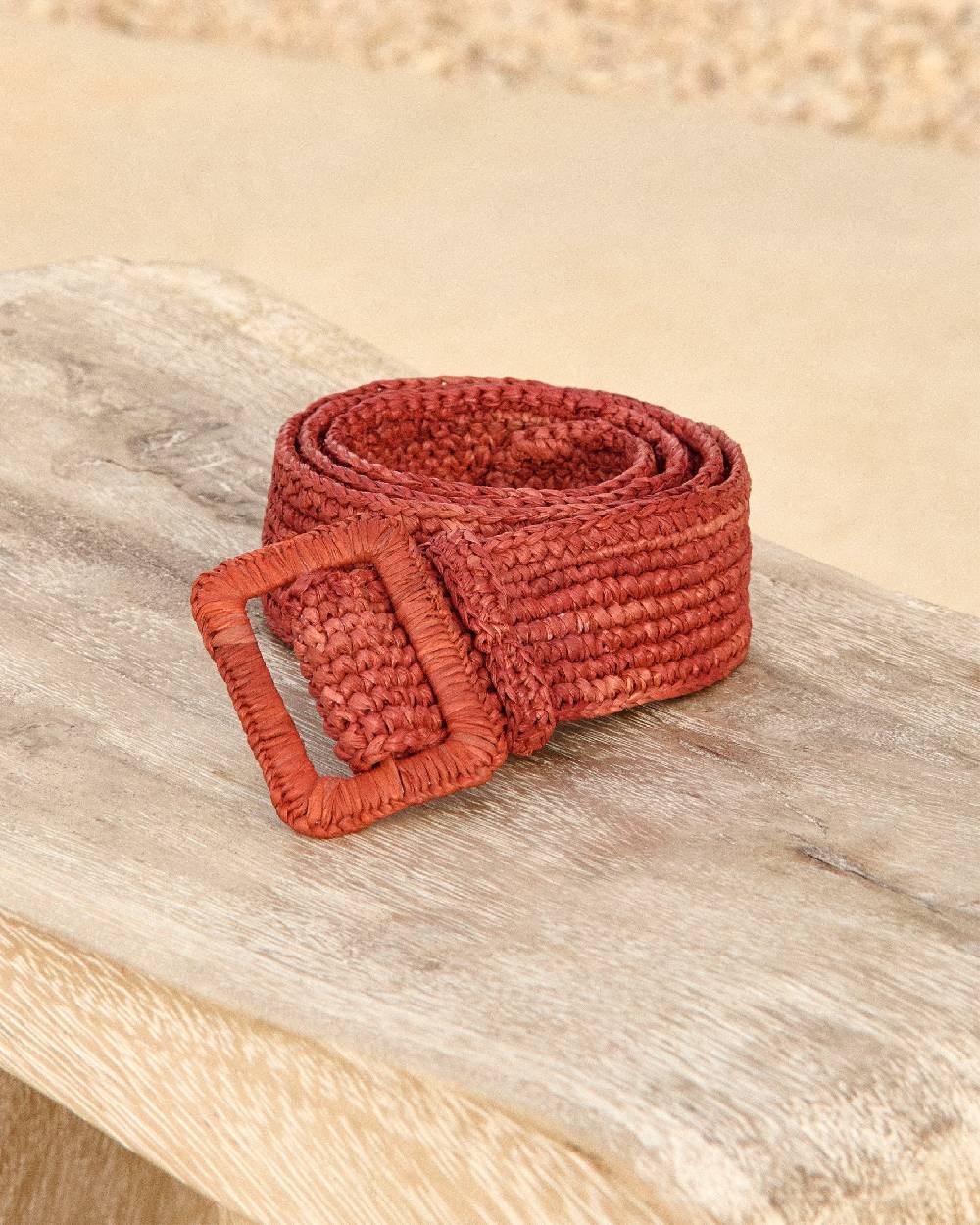 Manebí Natural Raffia Belt - Rust