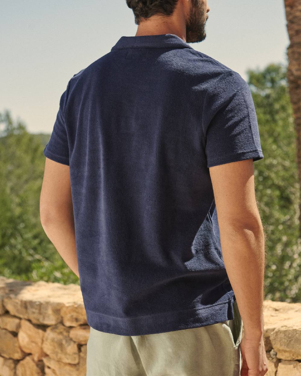 Manebí Organic Terry Cotton Olive Polo Shirt - Navy