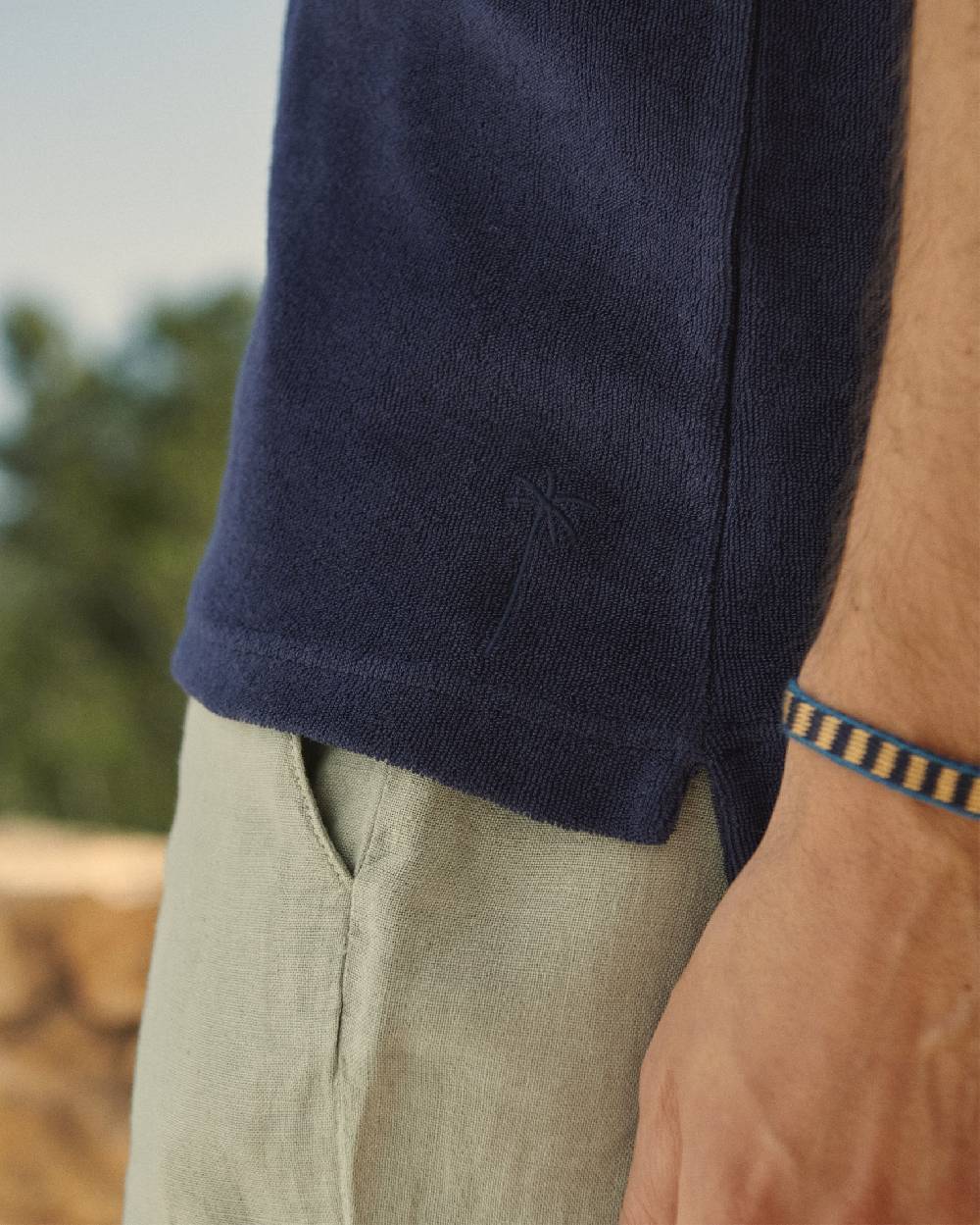 Manebí Organic Terry Cotton Olive Polo Shirt - Navy