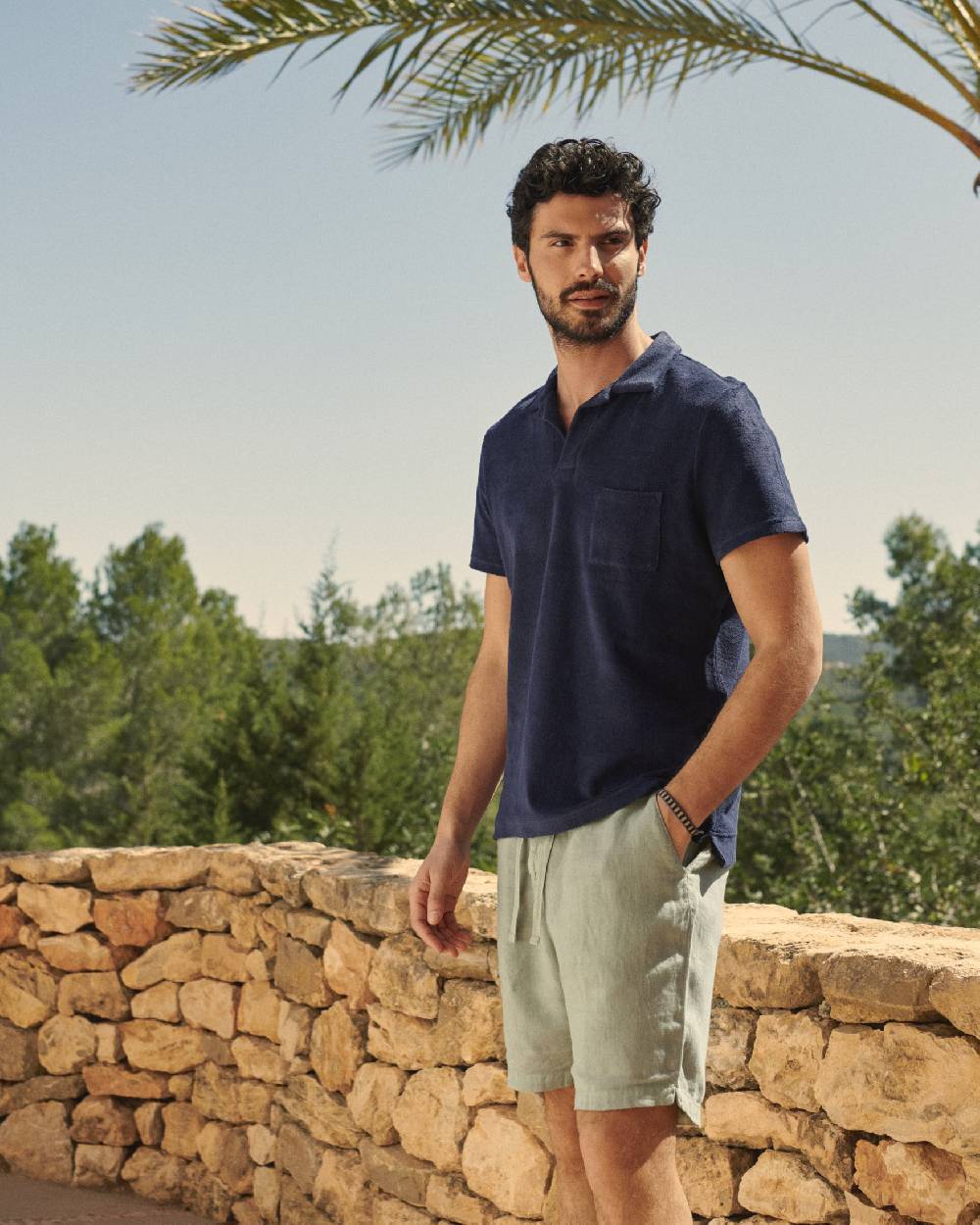 Manebí Organic Terry Cotton Olive Polo Shirt - Navy