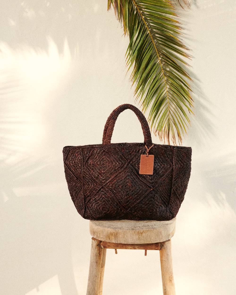 Manebí Raffia Crochet Sunset Bag Large - Chocolate