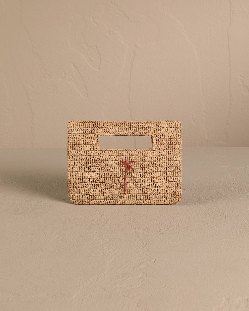 Manebí Raffia Handbag Mini - Tan With Brown Palm