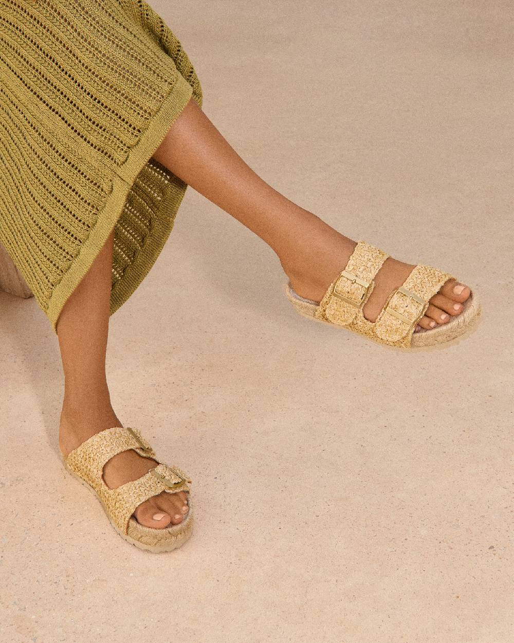 Manebí Raffia Nordic Sandals - Raffia Net