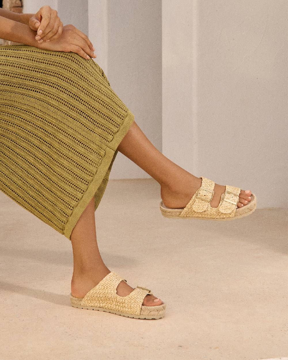 Manebí Raffia Nordic Sandals - Raffia Net