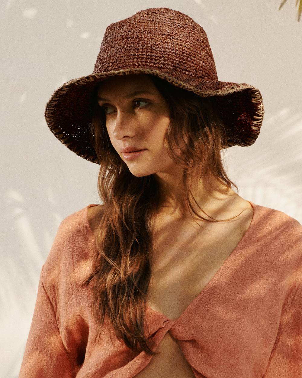 Manebí Raffia Panama Hat - Chocolate