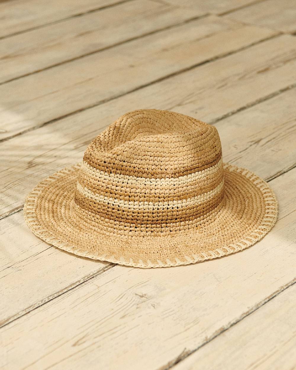 Manebí Raffia Panama Hat - Striped Striped