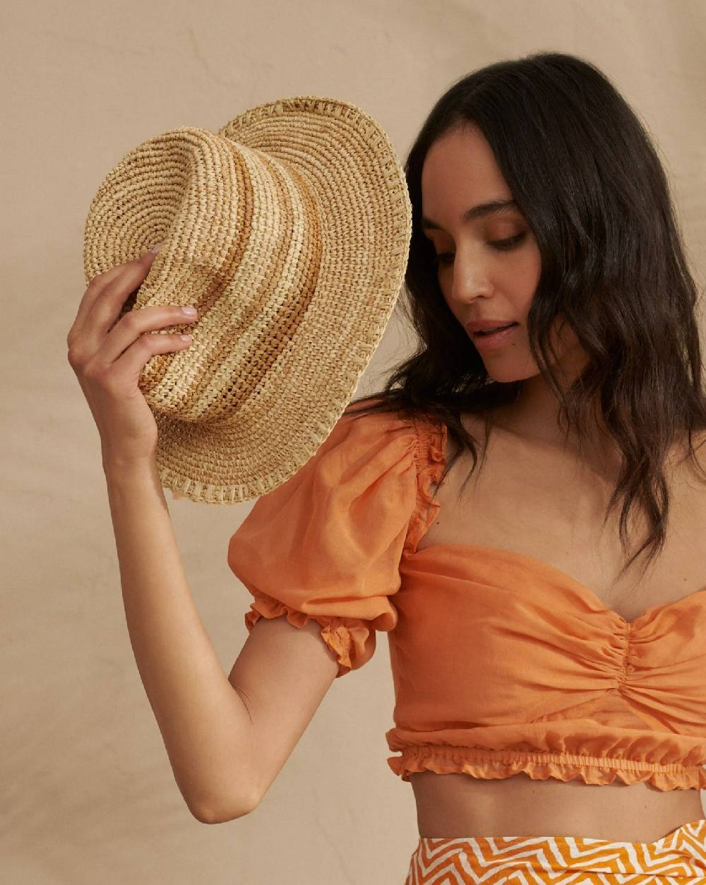 Manebí Raffia Panama Hat - Striped Striped