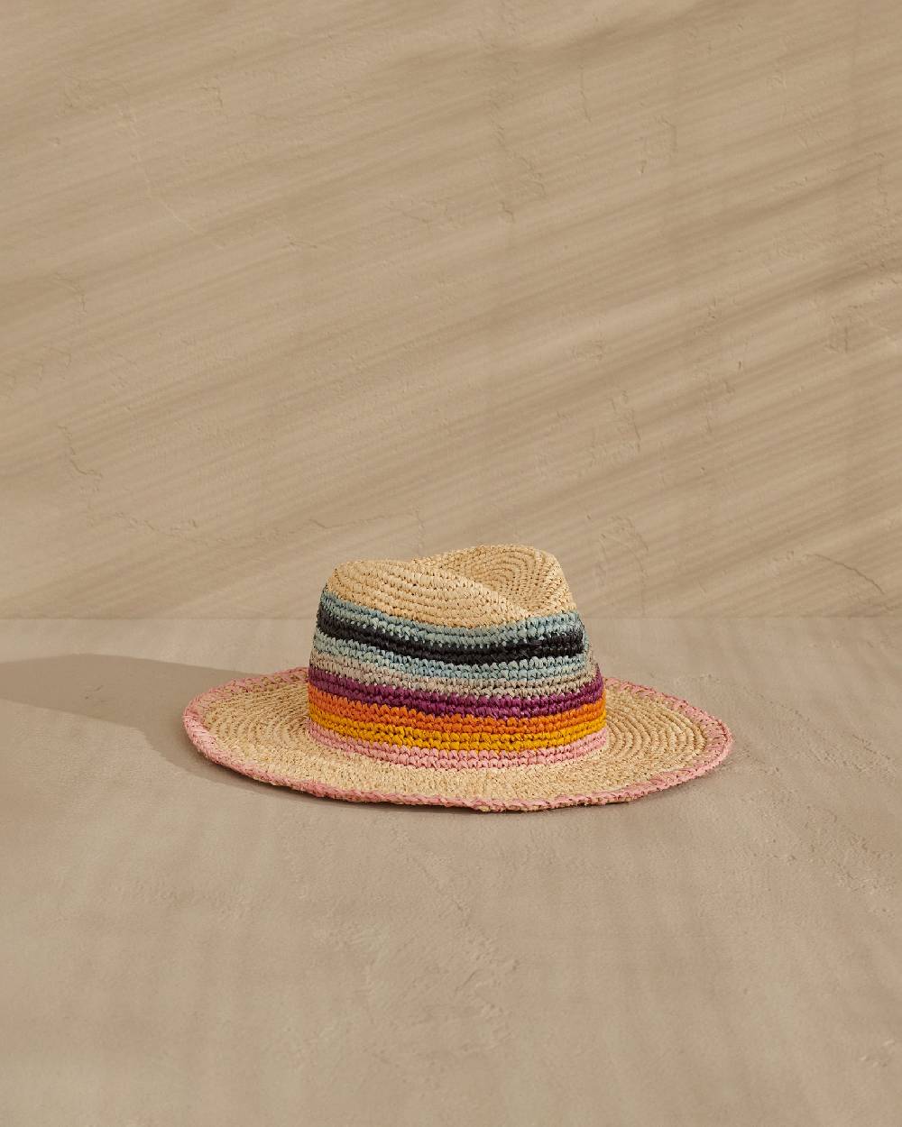Manebí Raffia Panama Hat - Striped Striped