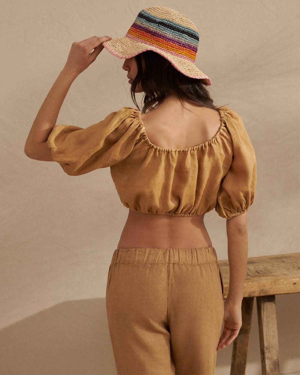 Manebí Raffia Panama Hat - Striped Striped