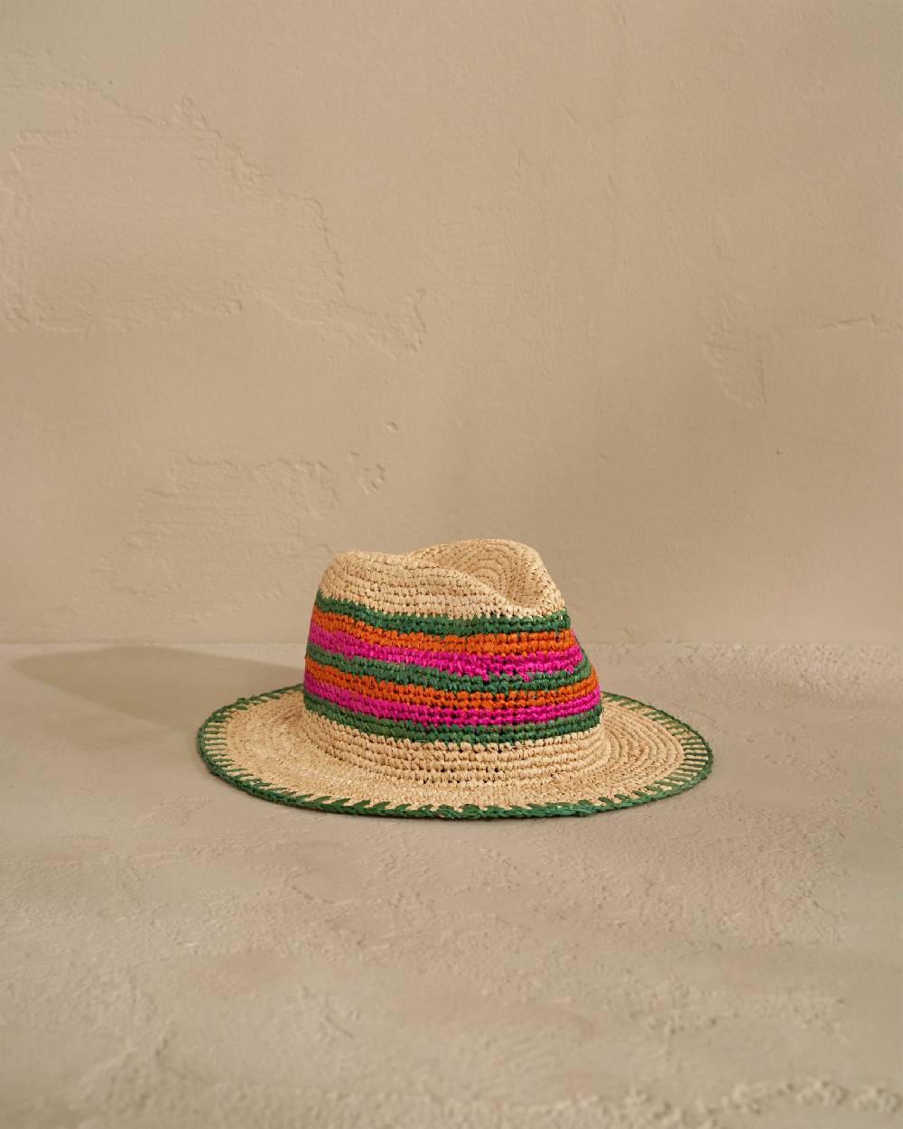 Manebí Raffia Panama Hat - Striped Striped