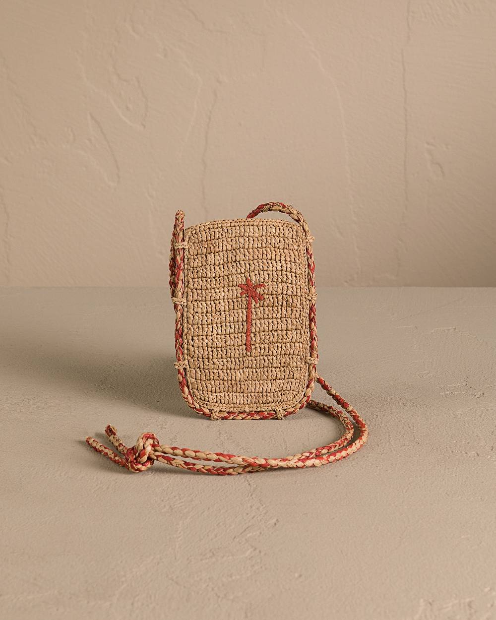 Manebí Raffia Phone Case - Tan \u0026 Rust