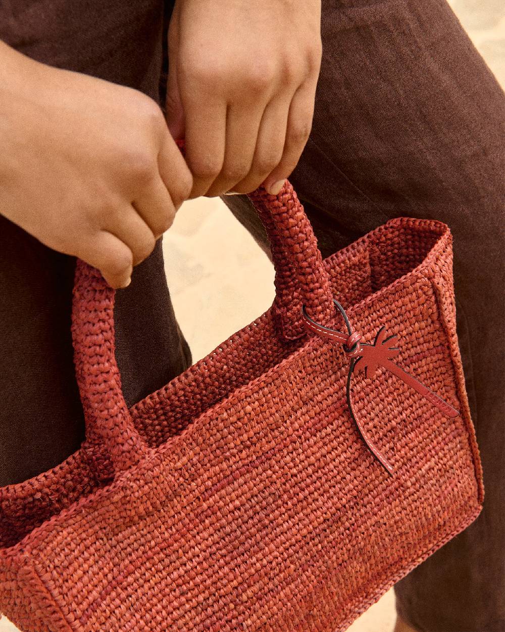 Manebí Raffia Sunset Bag Small - Rust