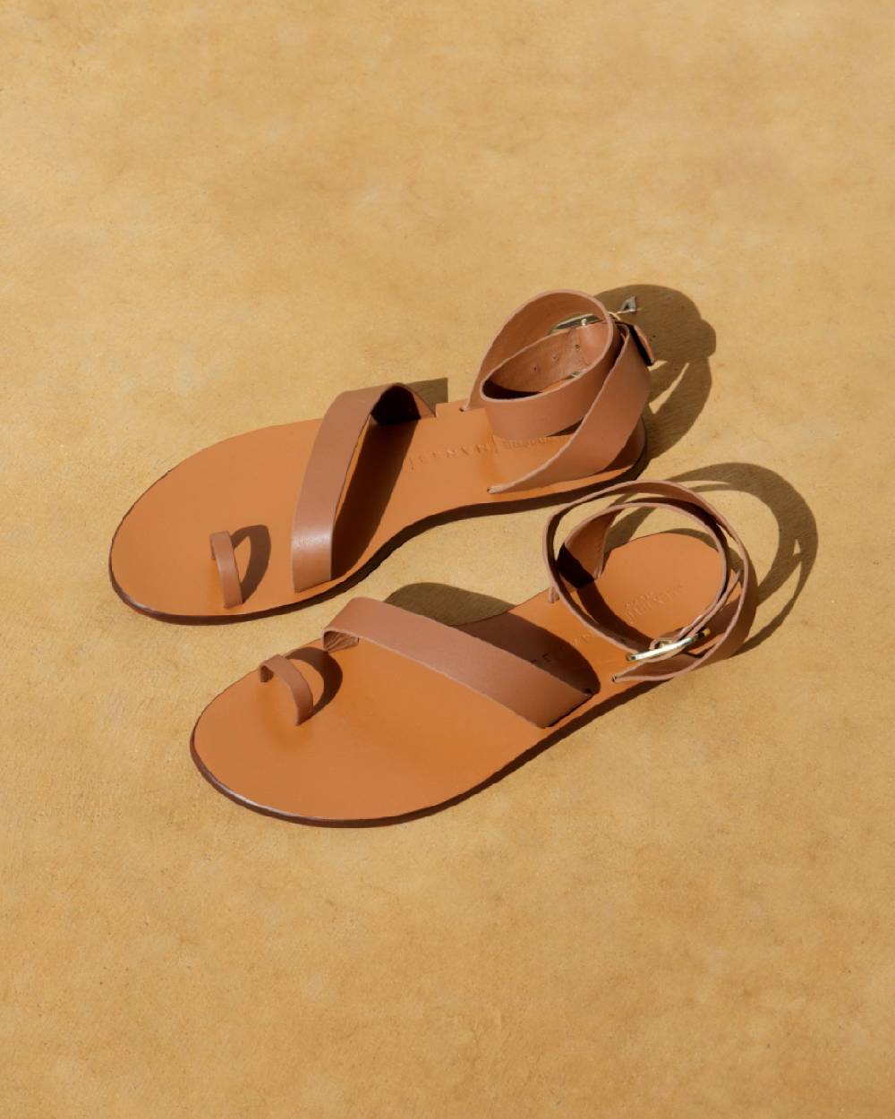 Manebí Sandali Chloe Stile Gladiatore In Pelle - Tan