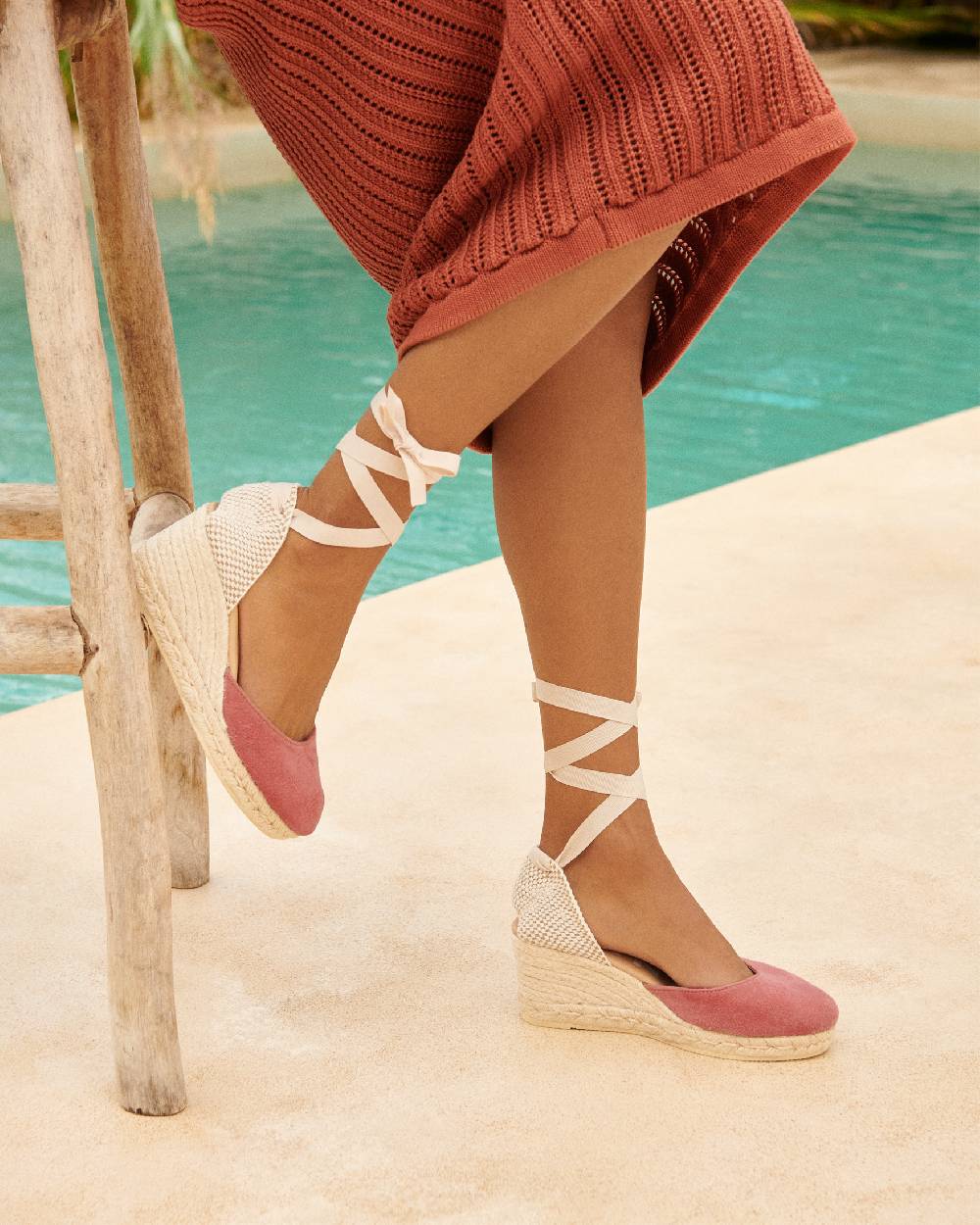 Manebí Soft Suede Low Wedge Espadrilles - Terracotta