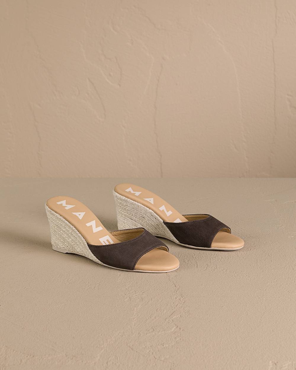 Manebí Soft Suede Mule|Wedge Espadrilles - Cocoa