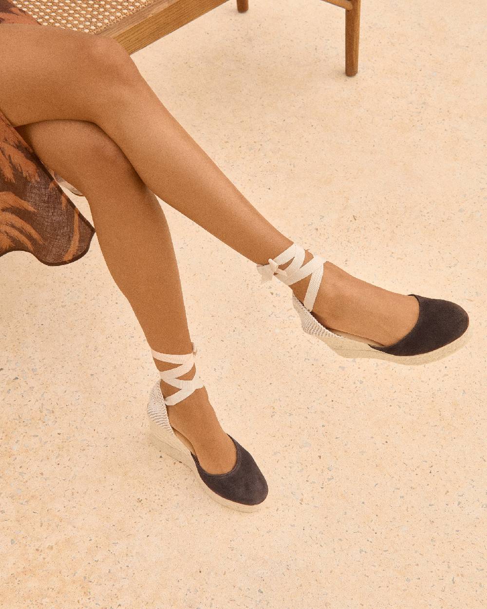 Manebí Soft Suede Wedge Espadrilles - Cocoa