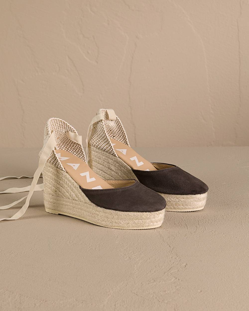 Manebí Soft Suede Wedge Espadrilles - Cocoa