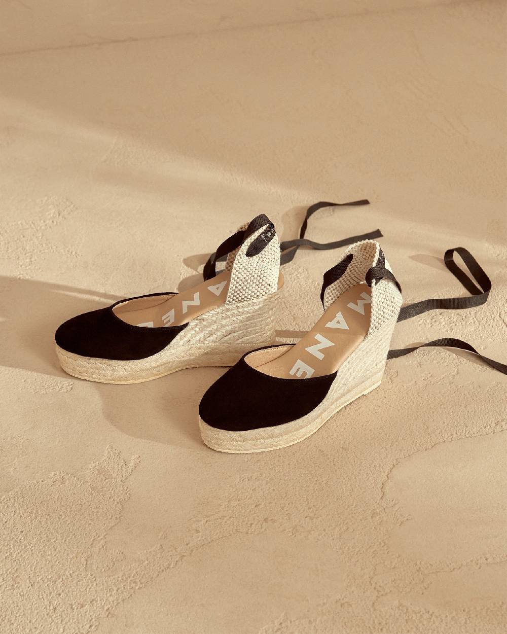 Manebí Soft Suede Wedge Espadrilles - Hamptons Black