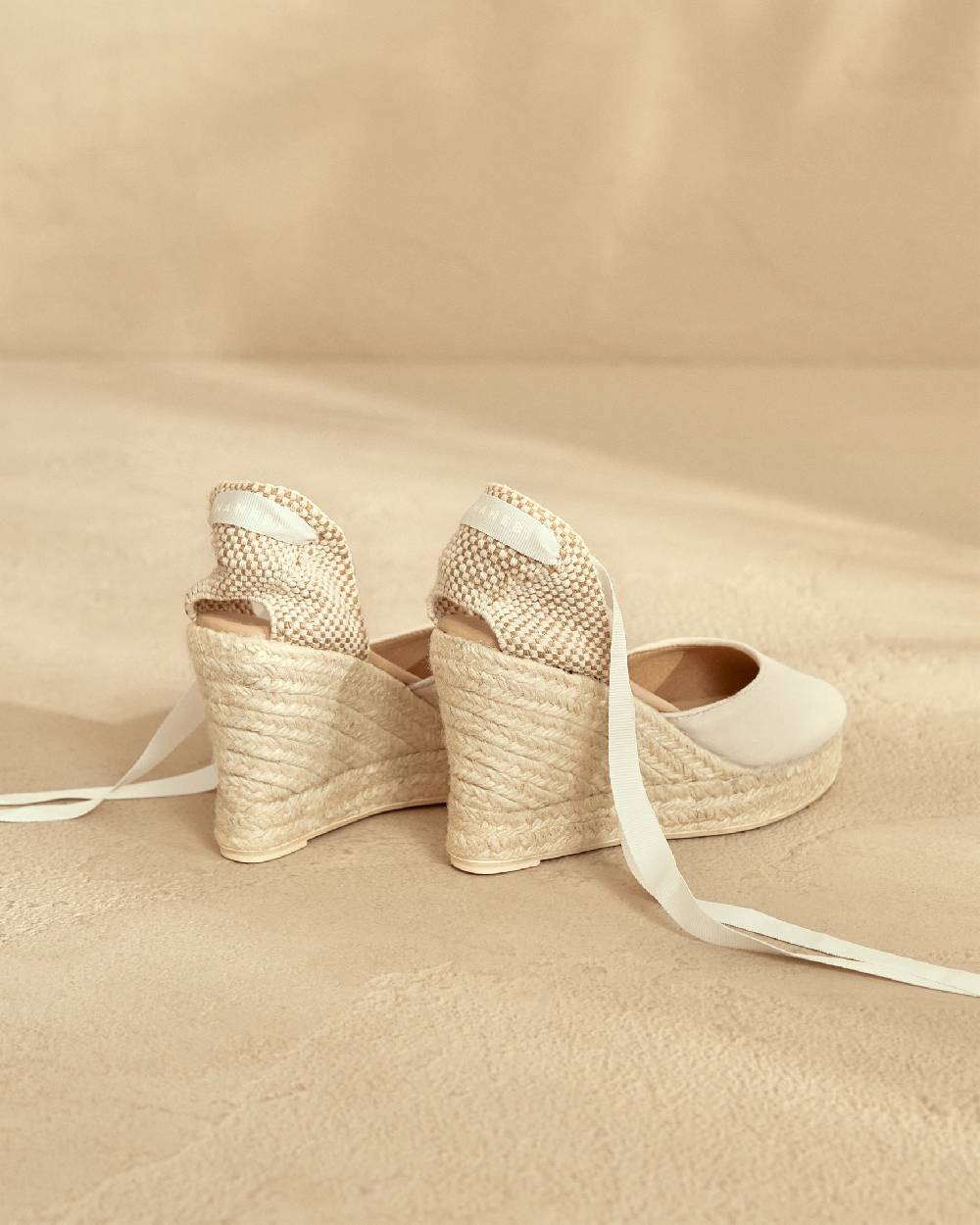 Manebí Soft Suede Wedge Espadrilles - Love White