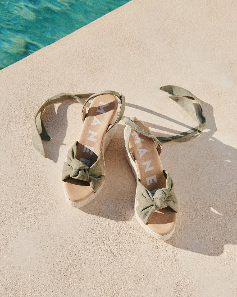 Manebí Soft Suede Wedge Espadrilles|With Knot - Sage