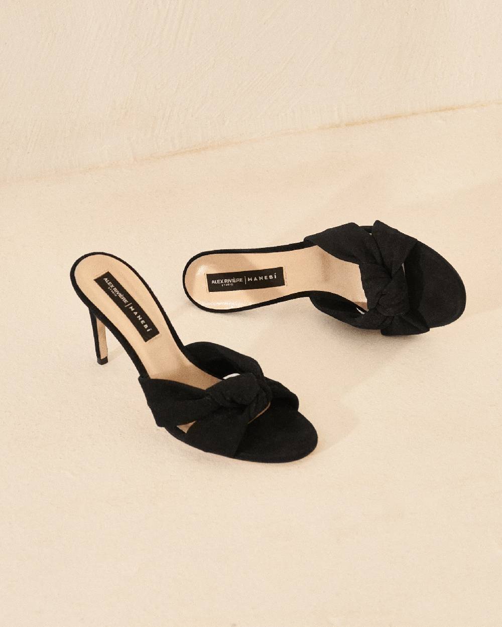 Manebí Sophie Suede Mule Heels - Knot Black