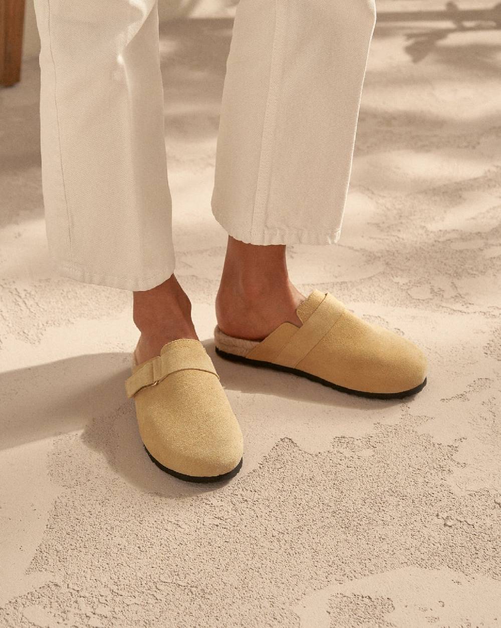 Manebí Suede Clog Mules - Hamptons Inca Cream