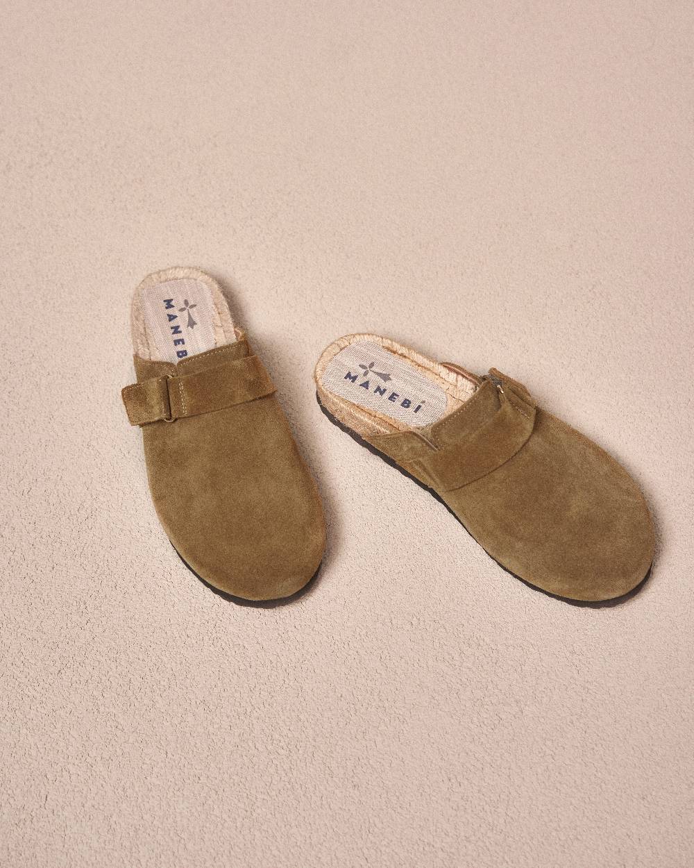 Manebí Suede Clog Mules - Hamptons Kaki Green
