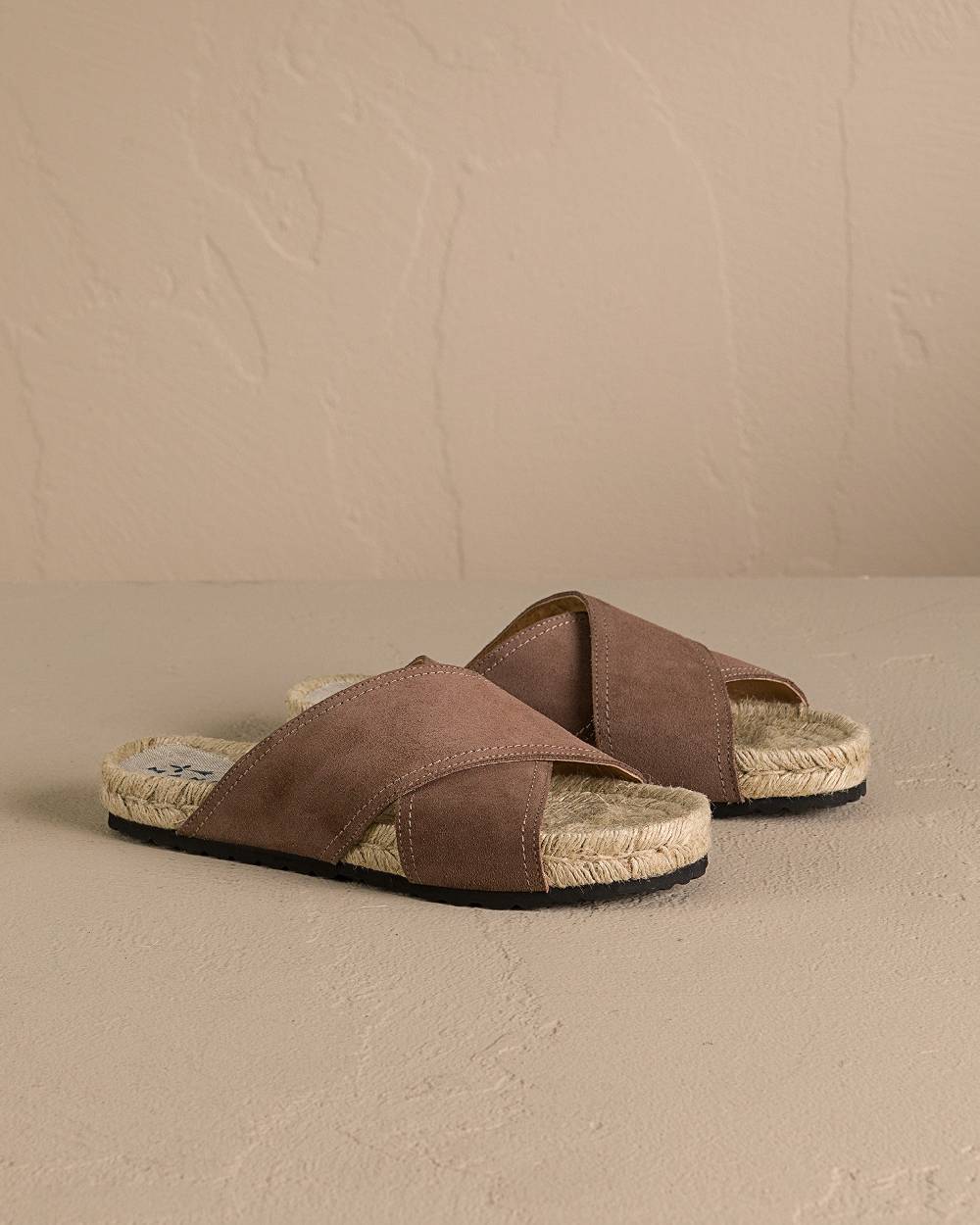 Manebí Suede Crossed Bands Sandals - Moka