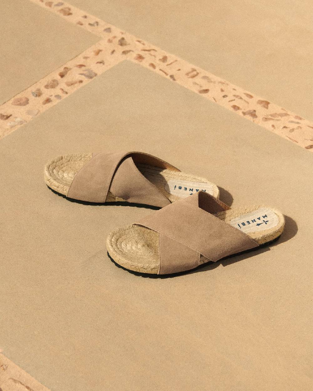 Manebí Suede Crossed Bands Sandals - Vintage Taupe