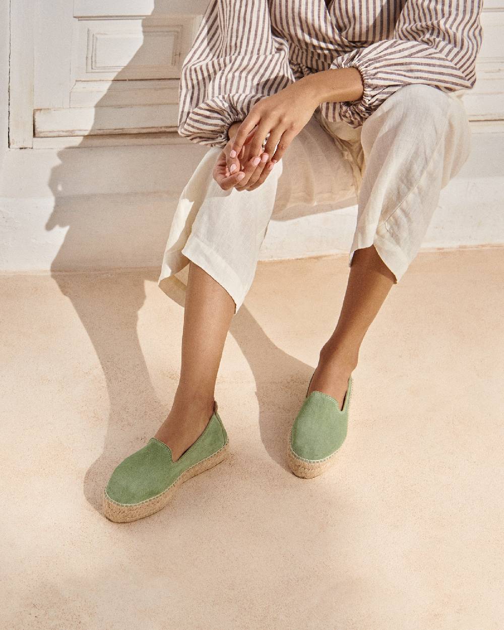 Manebí Suede Double Sole Espadrilles - Hamptons Sage