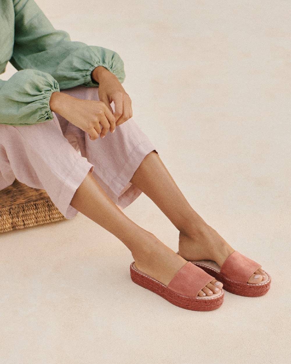 Manebí Suede Double Sole Slides - Terracotta On Tone