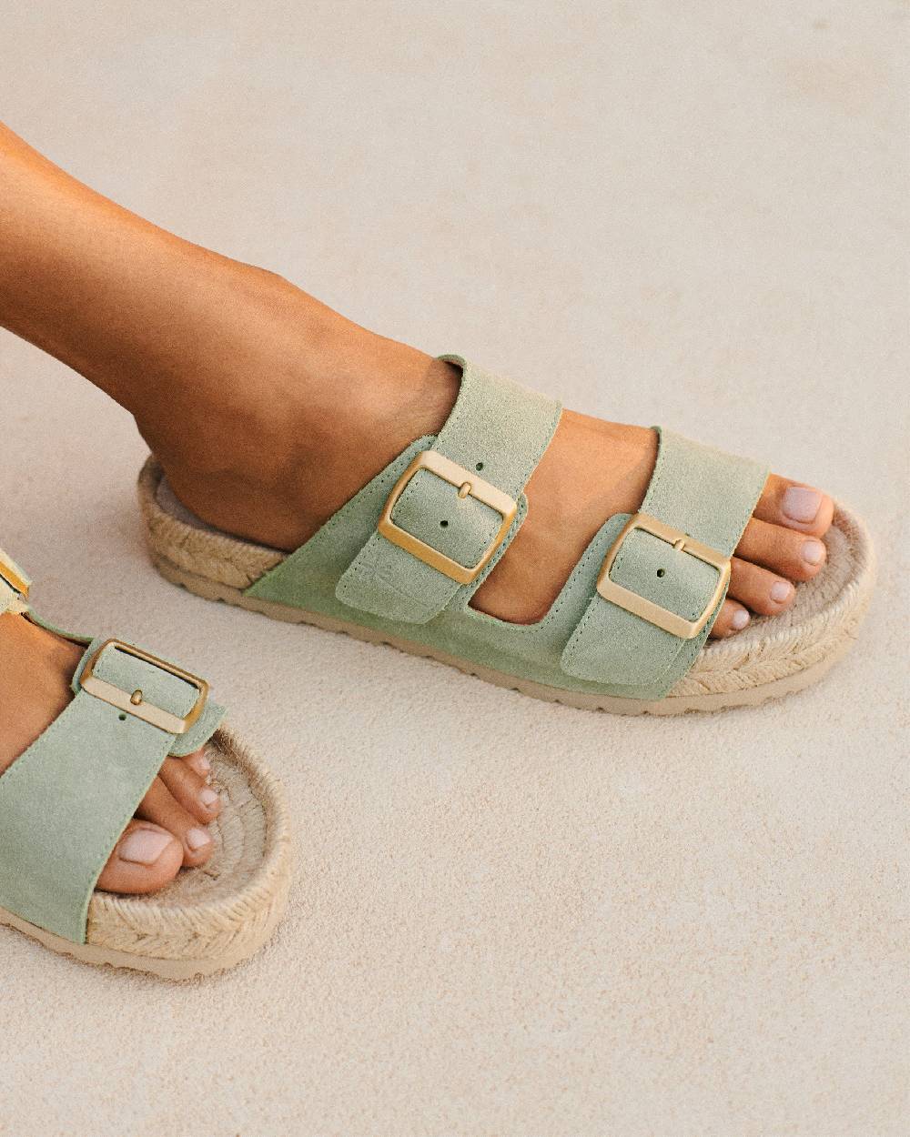 Manebí Suede Nordic Sandals - Sage