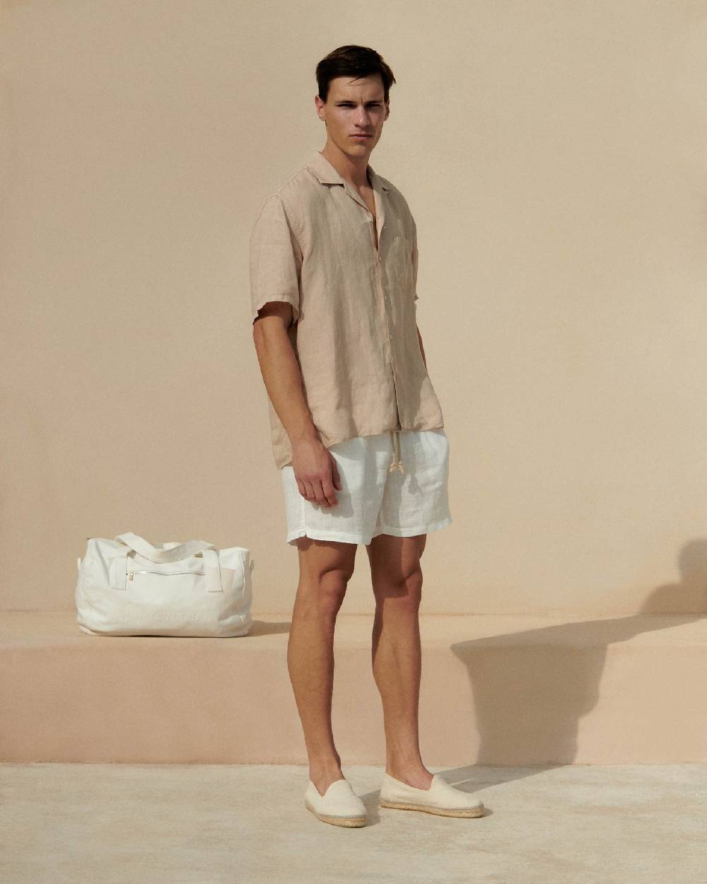 Manebí Washed Linen Havana|Camp-Collar Shirt - Sand