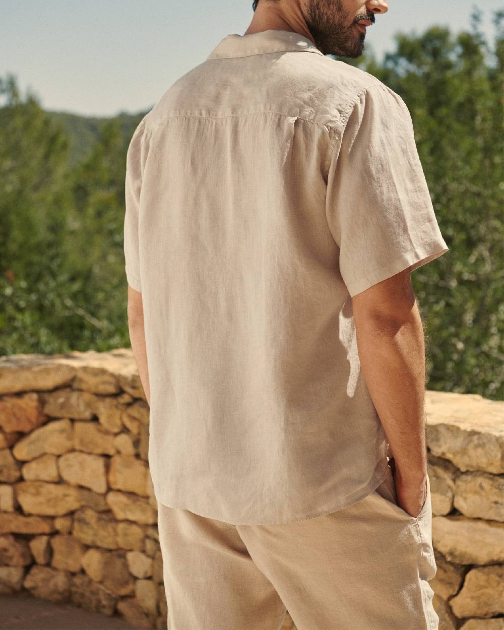 Manebí Washed Linen Havana|Camp-Collar Shirt - Sand