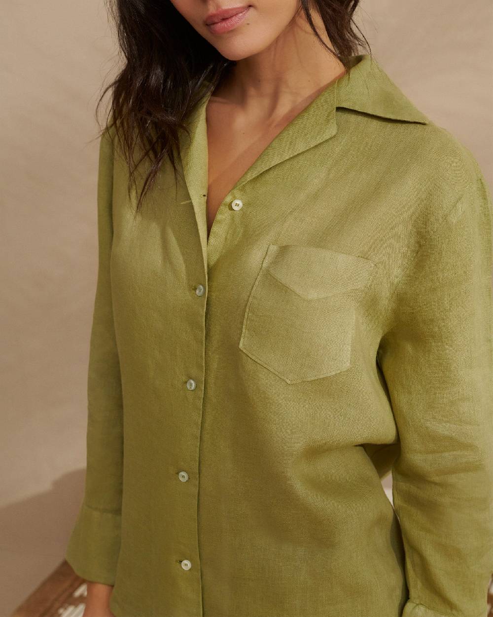 Manebí Washed Linen Natal Shirt - Kaki Green