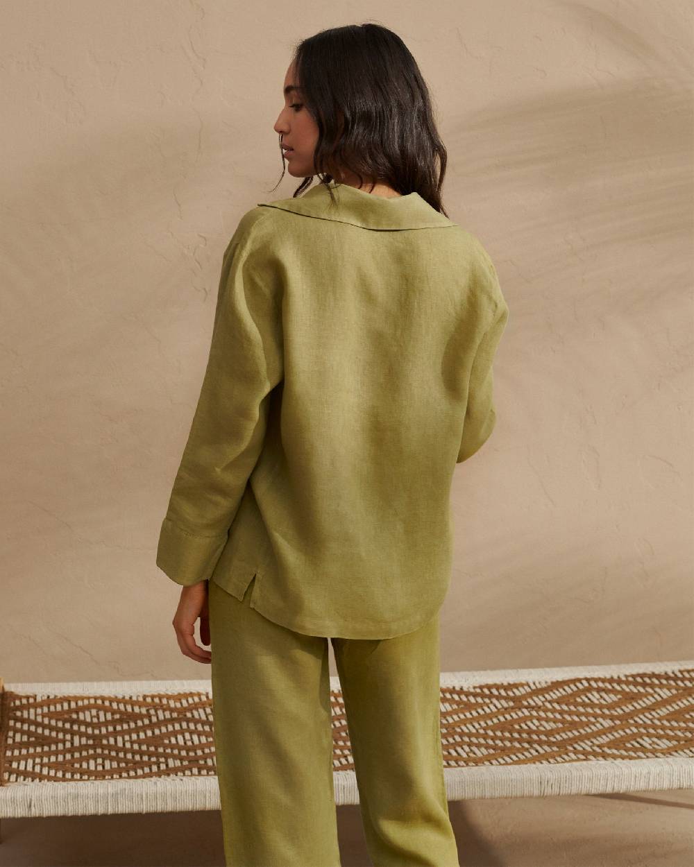 Manebí Washed Linen Natal Shirt - Kaki Green