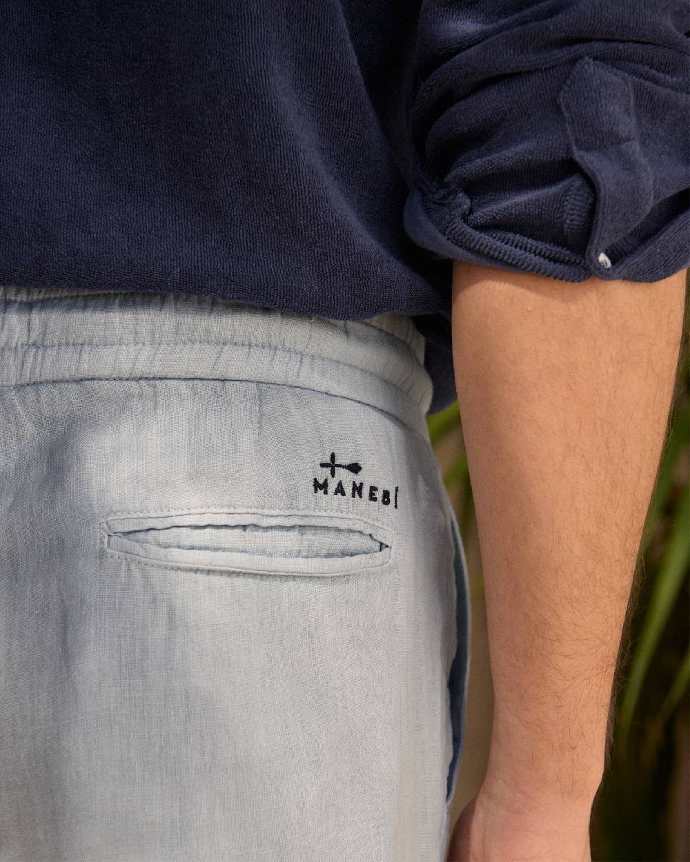 Manebí Washed Linen Venice Trousers - Grey Blue