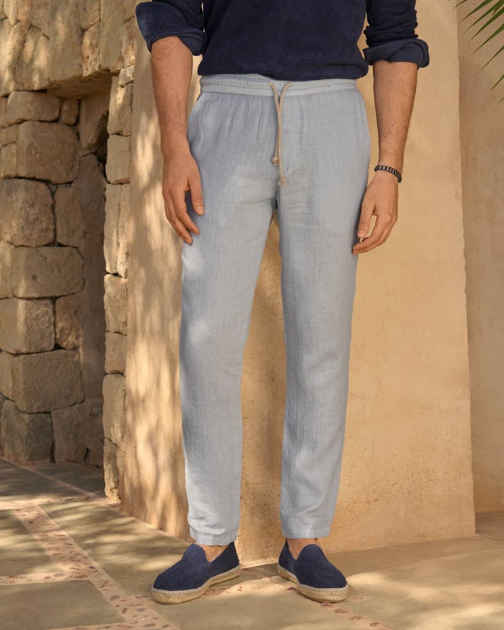 Manebí Washed Linen Venice Trousers - Grey Blue