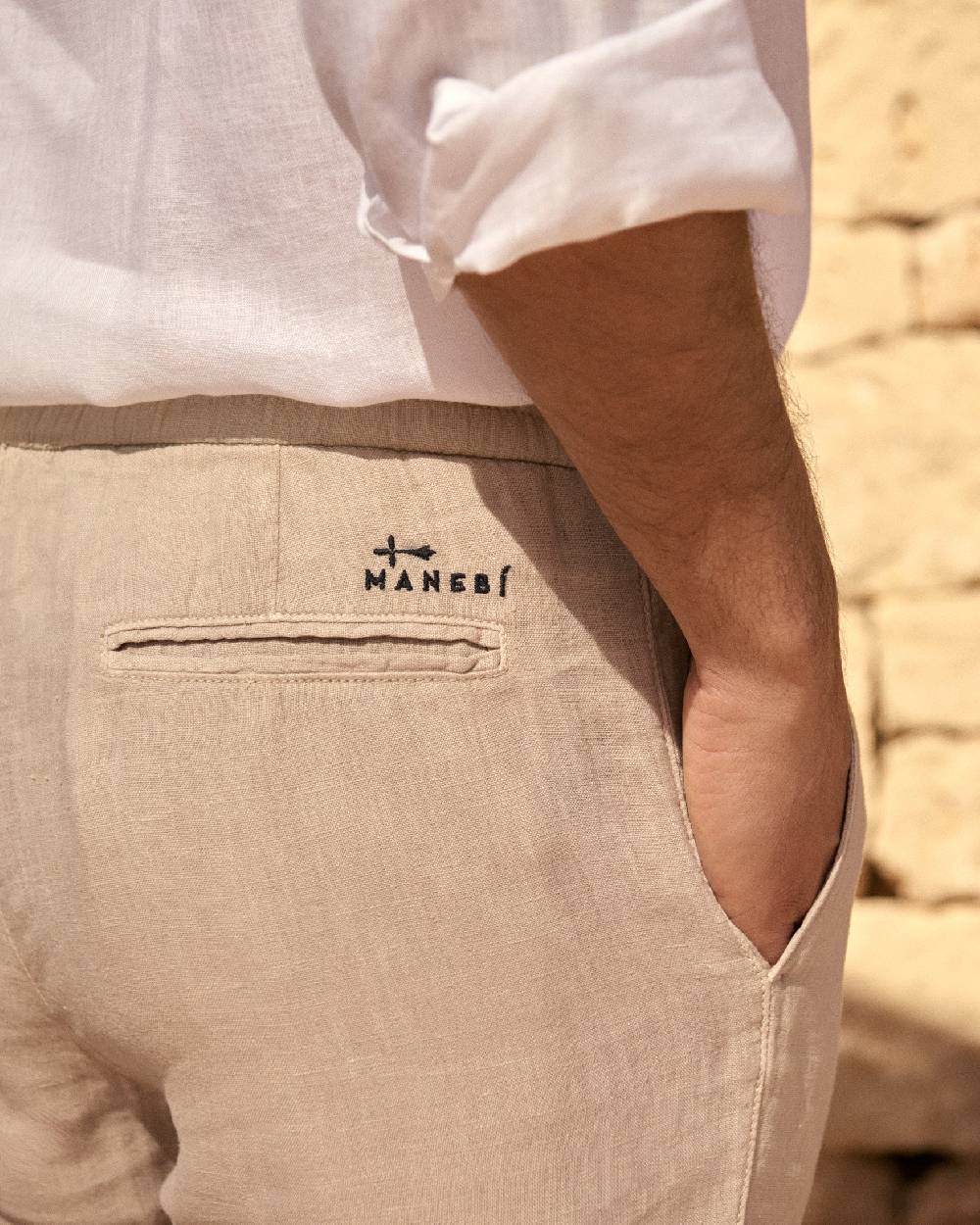 Manebí Washed Linen Venice Trousers - Kaki Beige