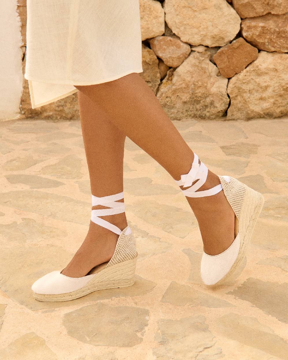 Manebí Wedge Sandals Low - Love - White