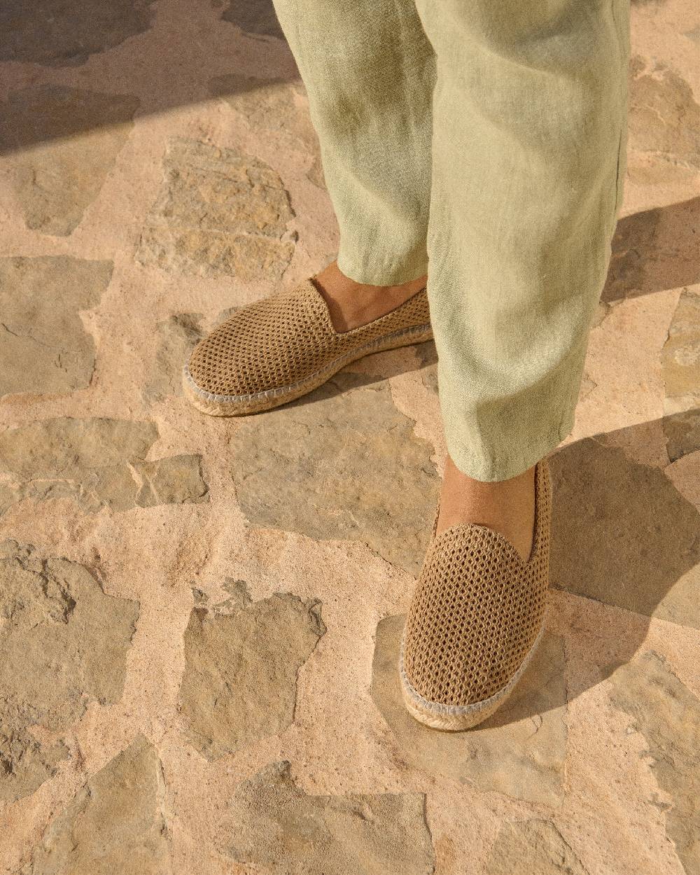 Manebí Woven Cotton Espadrilles - Cannes Beige Net