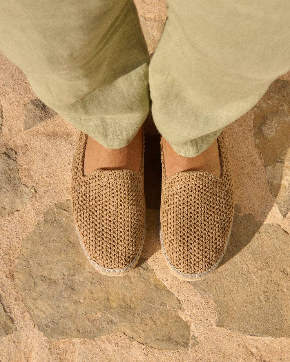 Manebí Woven Cotton Espadrilles - Cannes Beige Net